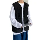 Vest Youth Multi-pocket Work Vest Men's Fashion Handsome Waistcoat For Spring And Summer