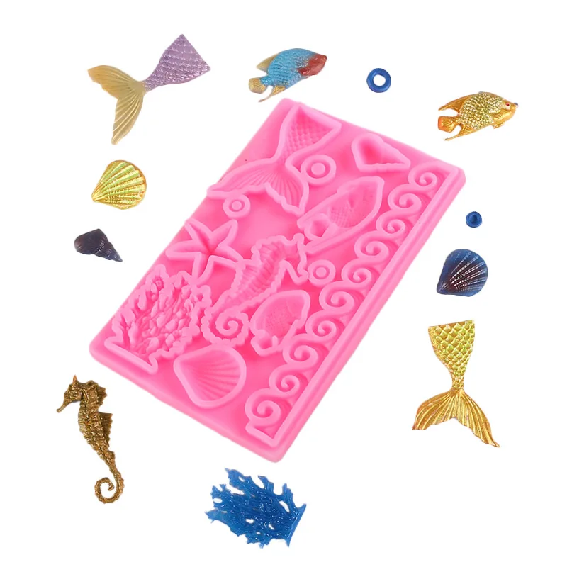 Hot sale DIY 3D Ocean Series Conch Fondant Cake Silicone Mold Starfish Chocolate Cookies Kitchen Baking Tools
