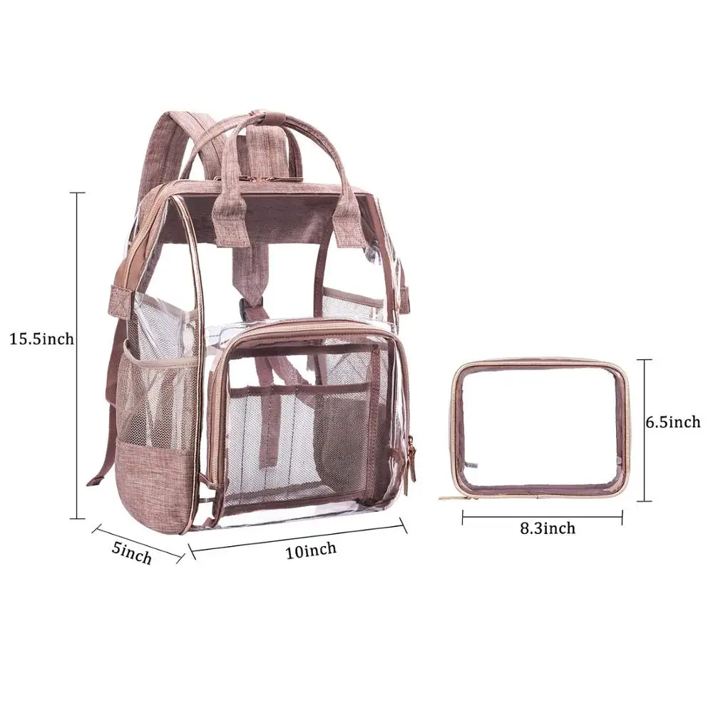 rose gold clear backpack