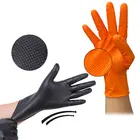 High Quality 9inch 5 6mil 8mil Orange Black Diamond Pattern Industrial Safety Nitrile Car Repair Gloves