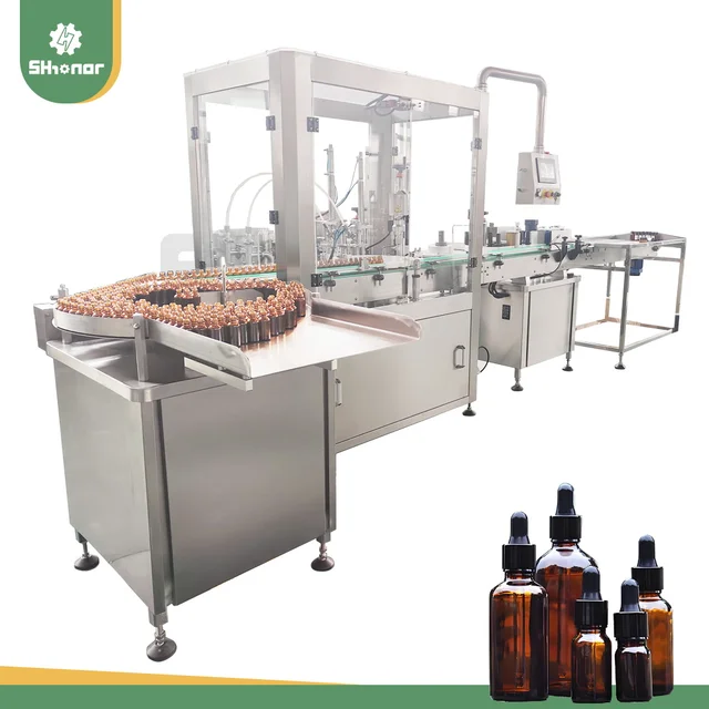 Automatic 10ml 30ml Small Bottle Liquid Eye Drop Vial Glass Dropper Essential Oil Filling Machine and Capping Machine