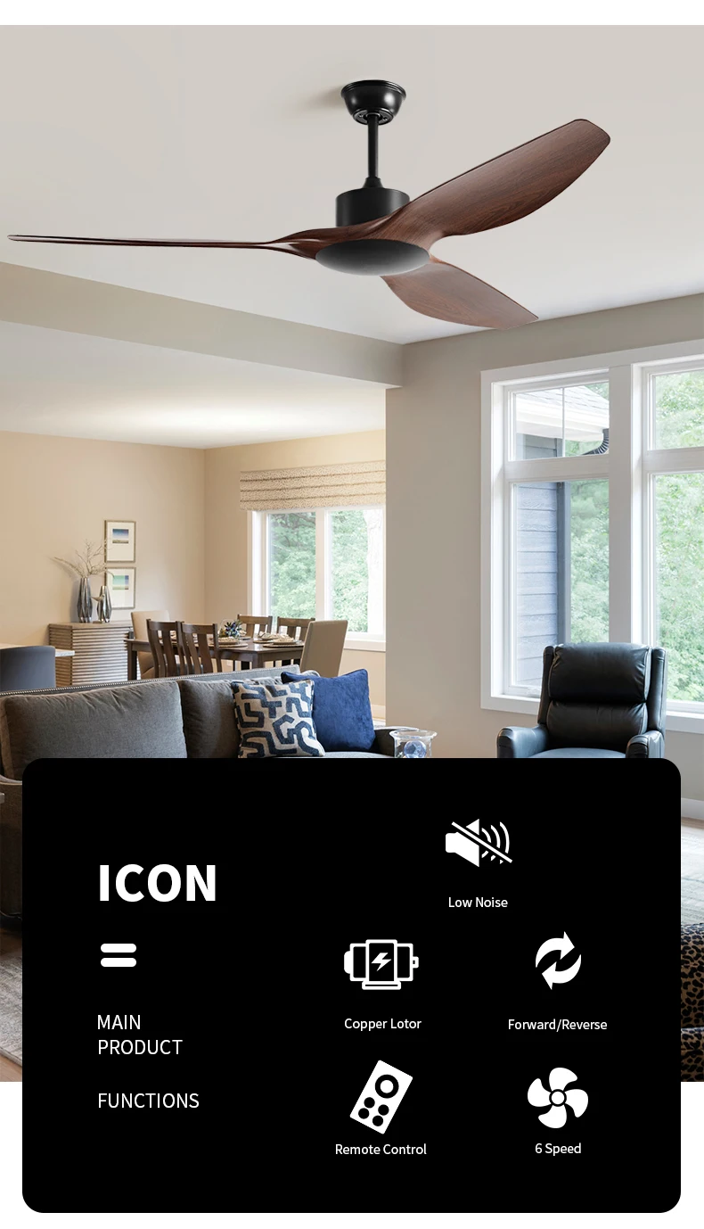 product factory direct white ceiling fans without lights and remote reversible no light bldc motor abs blades for bedroom living room-2