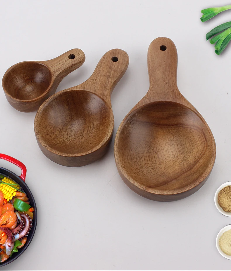 Measuring Cup Set Acacia Wooden Measuring Spoon for Cooking Nonstick Wood Kitchen Utensil Cooking