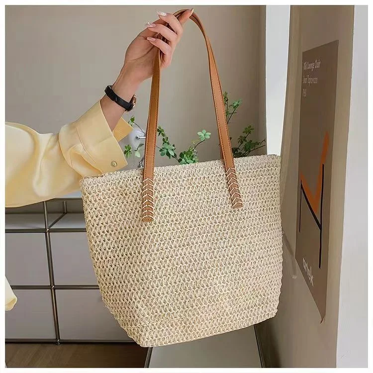 HUAYI Hollow paper rope woven bag fashion shoulder straw woven bag casual women's shoulder bags