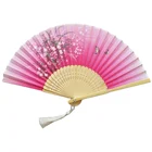 Folk Fan Wholesale Have Stock Folk Art Nice Quality Flower Designs Bamboo Silk Fan