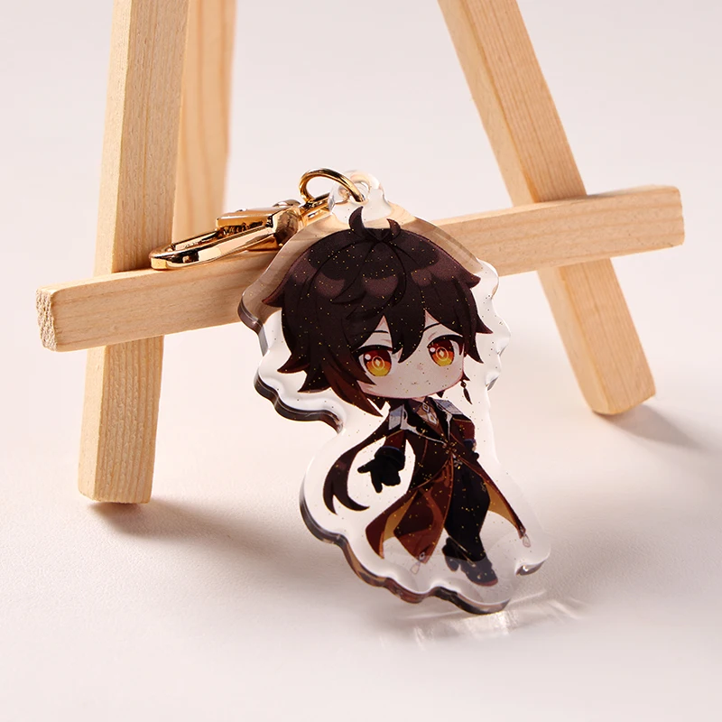 Wholesale Creative Small Bag Acrylic Keychain Decoration Cartoon Style Glitter Epoxy Charms Keychain details