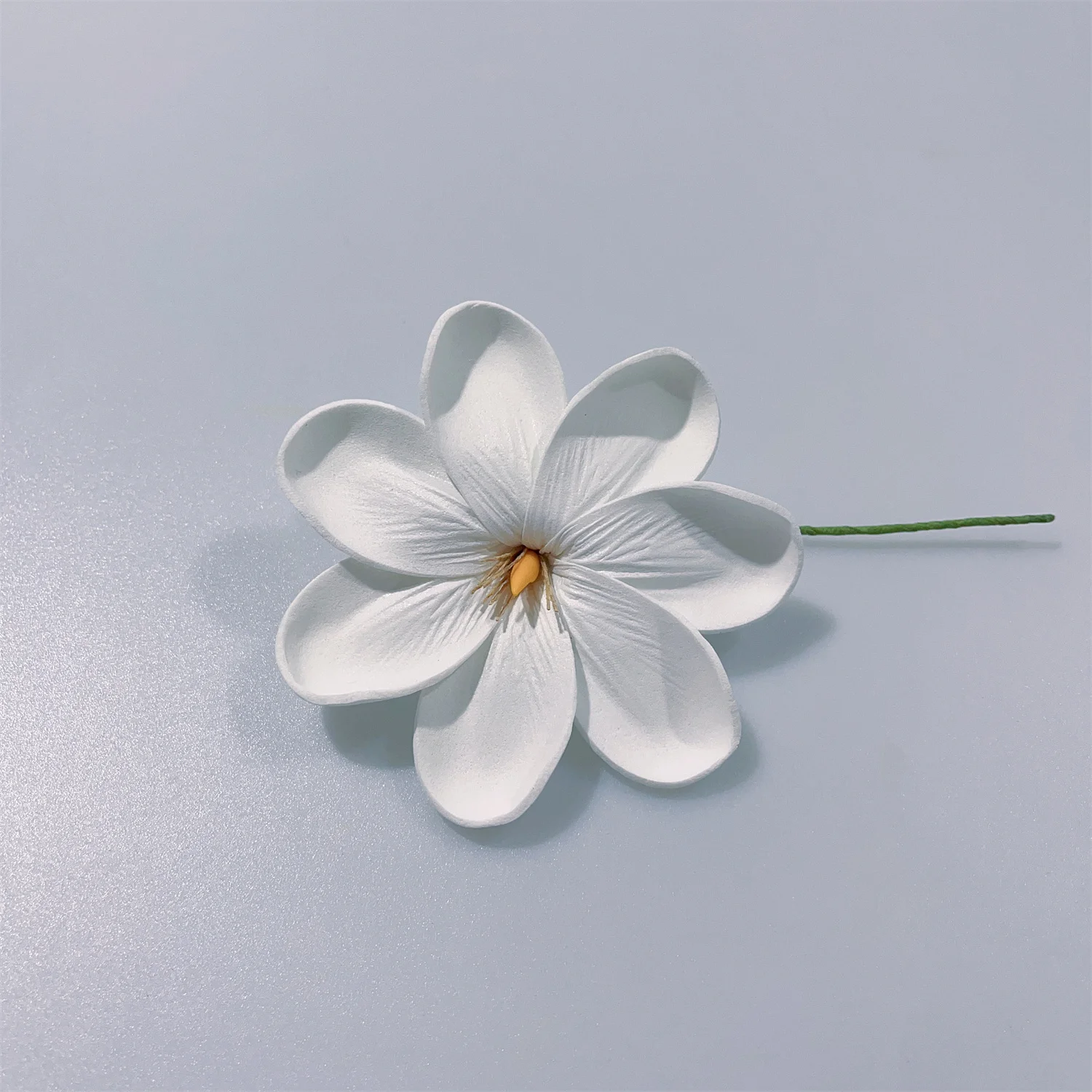 8CM EVA Party-Style White Foam Tiare with Yellow Tip Hawaii Island Inspired Artificial Ear Pick Flower