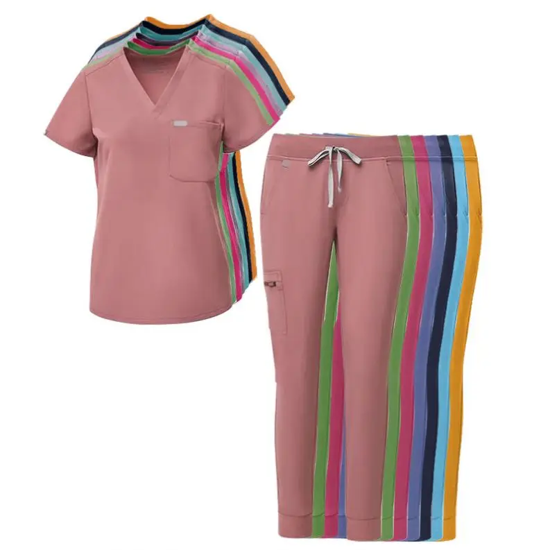 ECBC  OEM Short Sleeve Tops Jogger Pants Medical Hospital Nursing Scrub Uniforms Men Women Nurse Scrubs Set