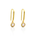 Gold Cz Earring Chris April In Stock 925 Sterling Silver Gold Plated Minimalist U Shape Diamond Cut CZ Earring