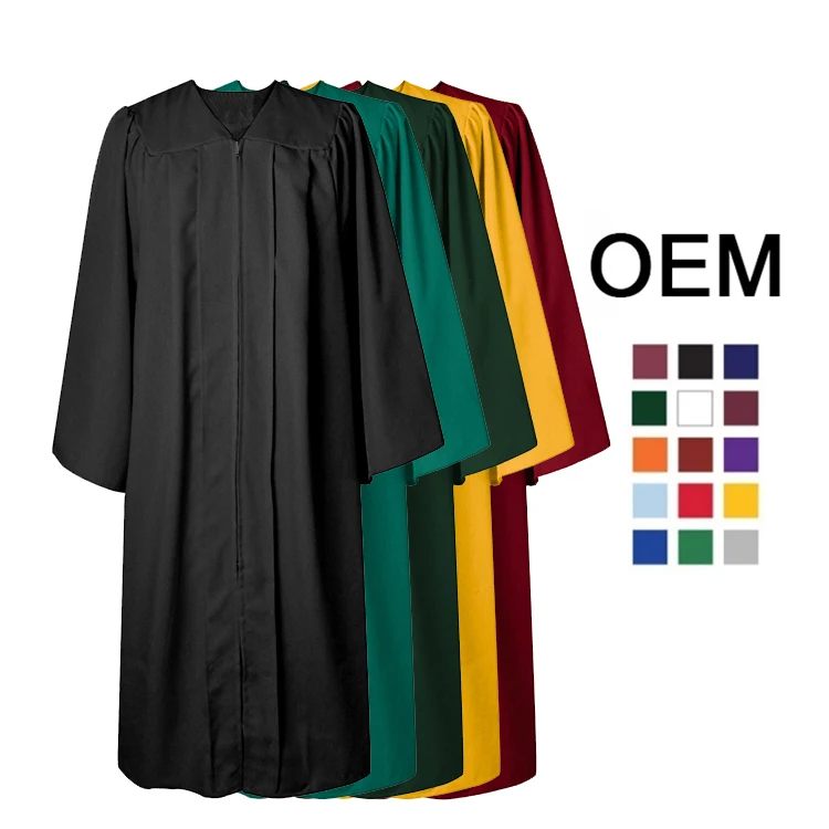 12 Colors Available or Custom High School Matte Graduation Gown Only supplier
