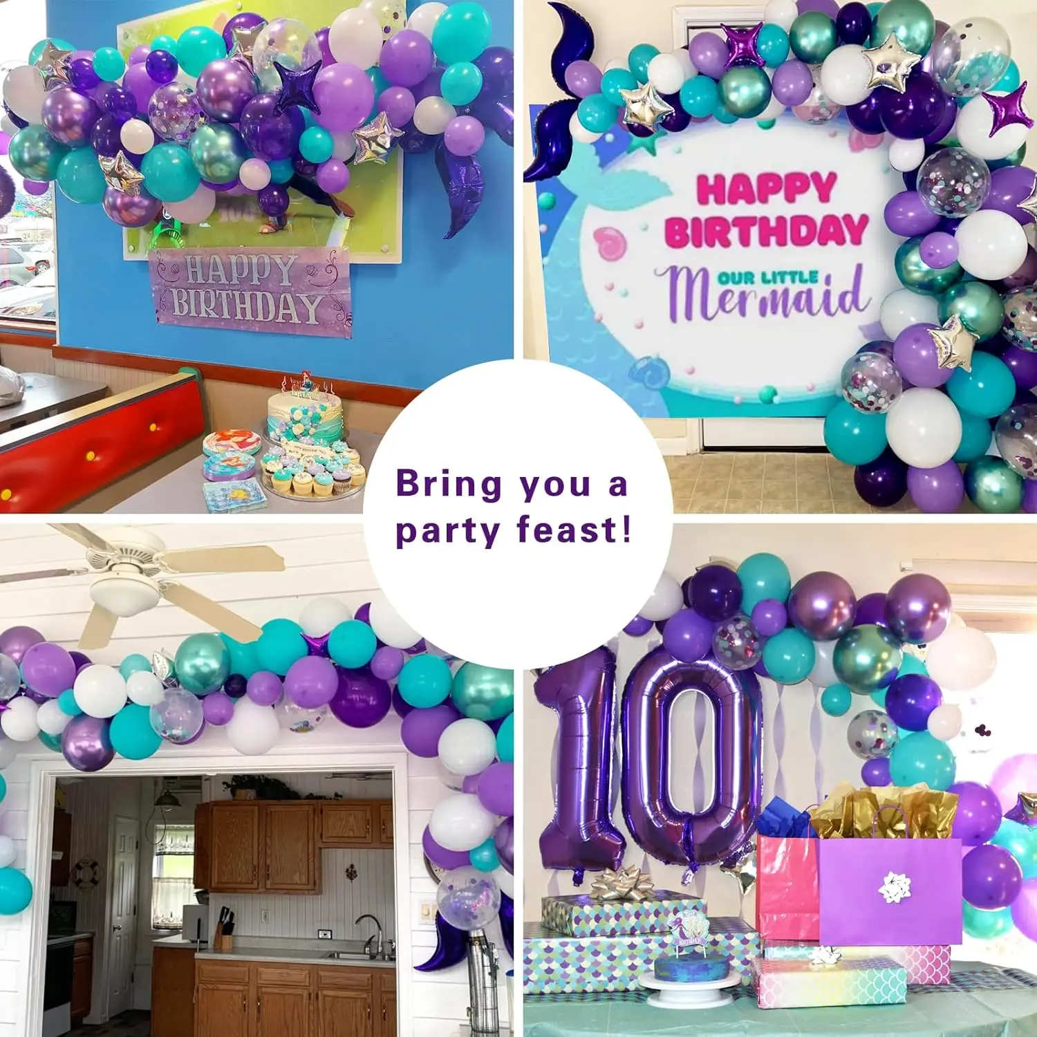 Purple Balloons Mermaid Tail Balloon Garland Kit Wedding Birthday Party Decoration Supplies
