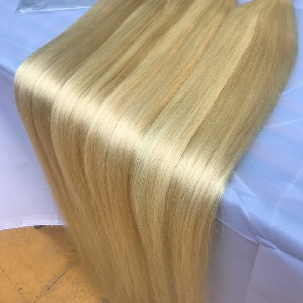 Straight Weave Blonde Hair Show 613 Color 100% Unprocessed Virgin Human Hair Hair Cuticle Lace Closure Modern Brazilian Brazil