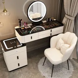 NOVA Smart Furniture Modern Simple Multi-functional Princess Dressing Table Side Cabinet Vanity With Mirror Chair Smart Table