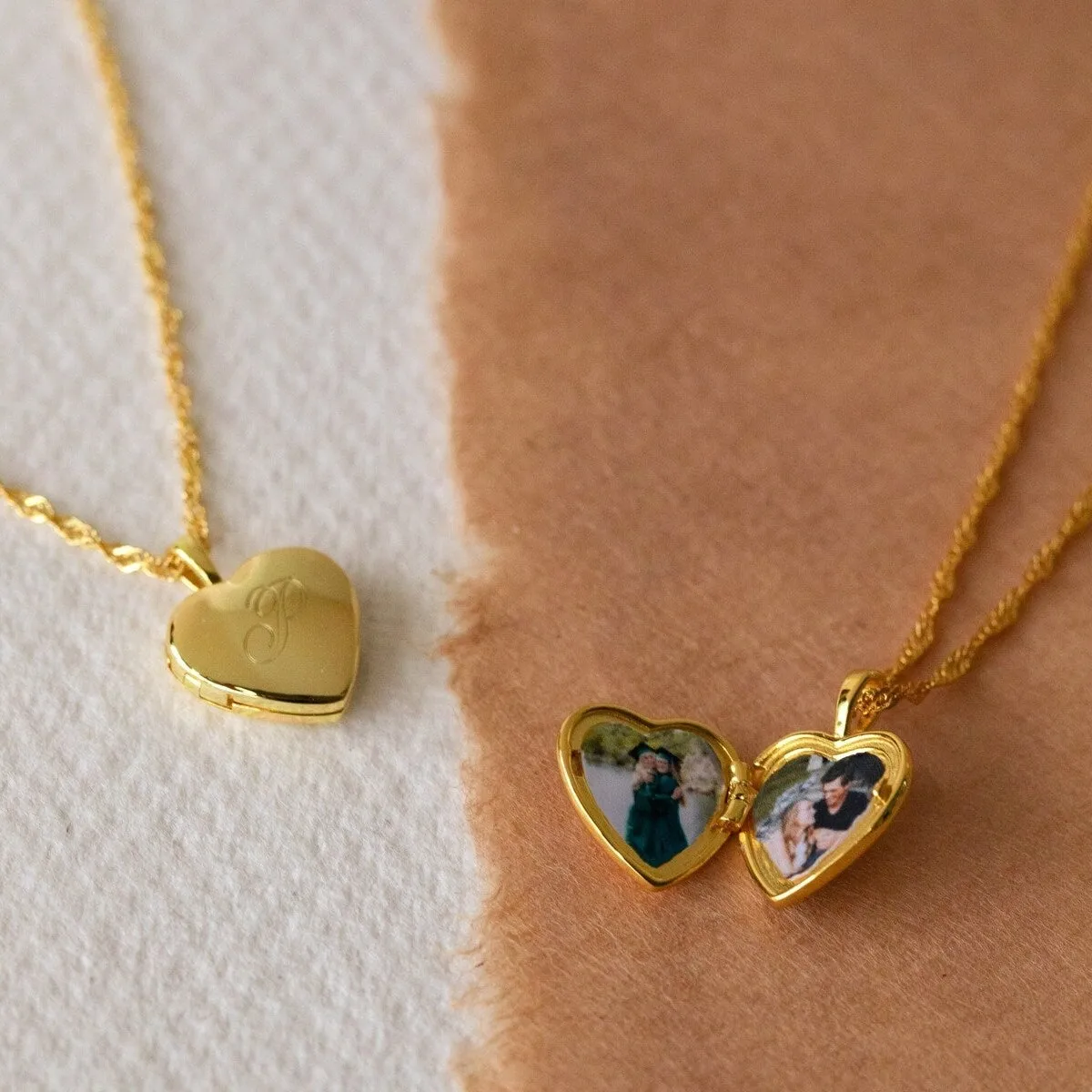 14k gold plated custom personalized heart locket necklace