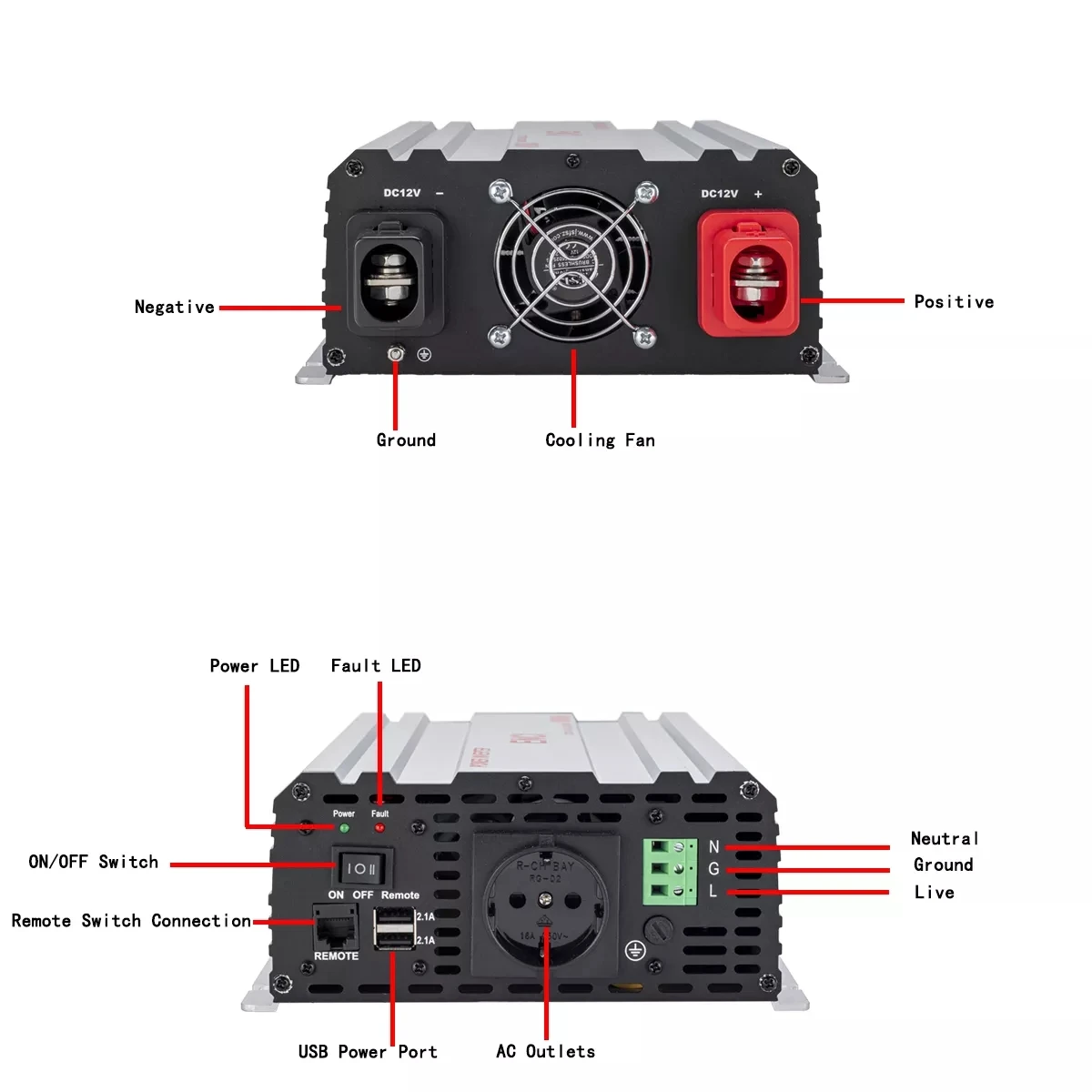 High Quality 12v 24v DC to AC 110v 220v Pure Sine Wave Inverter Power Inverter 3000W