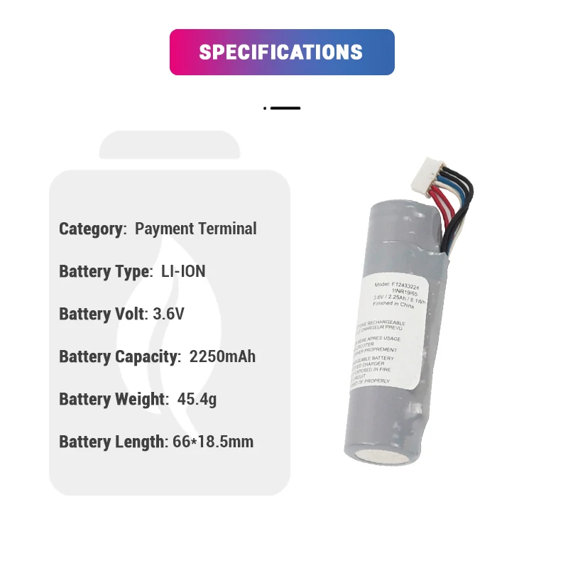 3.6V 2250mAh Lithium Ion F12433224 Move 2600 Pos Terminal Battery Machine for Ingenico Move 2600 factory