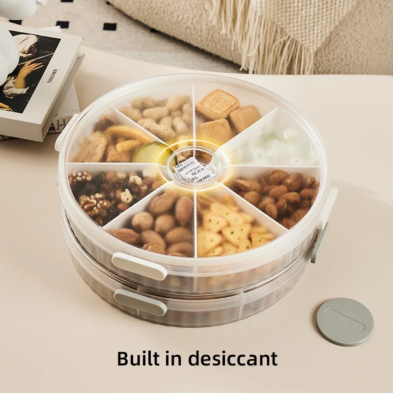 New Candy and Nut Serving Container Serving Trays with Lid 8 Compartment Appetizer Tray Divided Camping Snack Plate