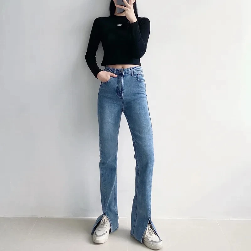 Women Denim Pants Custom Logo High Quality 100% Cotton Washed Straight Loose Fitting Wide Leg High Waist Plus Size Women's Jeans