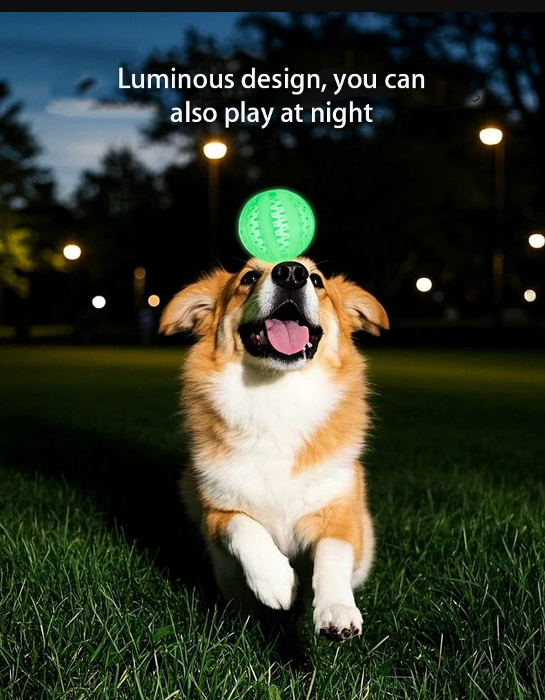New Hot Selling Glow-in-the-dark Dog Toy Ball Bite-resistant Teeth-grinding Toys Leaky Food Pet Toys Pet Supplies factory
