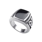 Black Gems Rings Ring Wholesale Black Gems Stone Man Rings Stainless Steel Celt Finger Ring