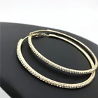 Rhinestone Earrings 30mm ~90mm Rihanna Style Big Large Luxury Full Crystal Rhinestone Hoop Earrings