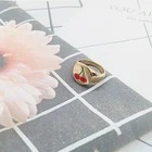 Ring Gold 2021Korea Fashion Minimalist Jewelry Gifts Ring Red Enamal Cherry Gold Plated Ring For Girls And Women