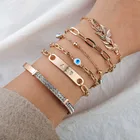 Rhinestones Bracelet Boho Eye Shape Charm Chain And Rhinestones Bangles Beaded Bracelet Set For Women