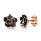 Gold Rose Stud Earrings Earrings Stylish Dainty Gold Plated Black Rose Flower Stud Earrings For Women