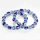 Jewelry Blue Blue Custom Rhinestone Jewelry Glass Blue Eye Bead Alloy Bracelet For Men And Women