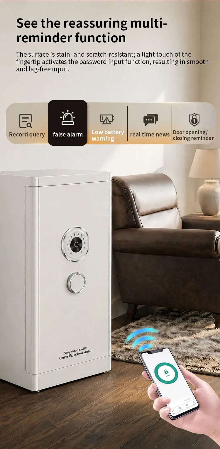 f1 1000 ceqsafe face recognition biometrics wifi smart electronic tuya app wifi safe box for house hotel home-8