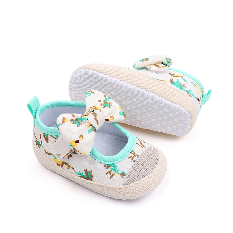 Spring and Autumn Baby Small Floral Soft Sole Non-slip square Shoes for Baby Girls Bow Walking Shoes supplier