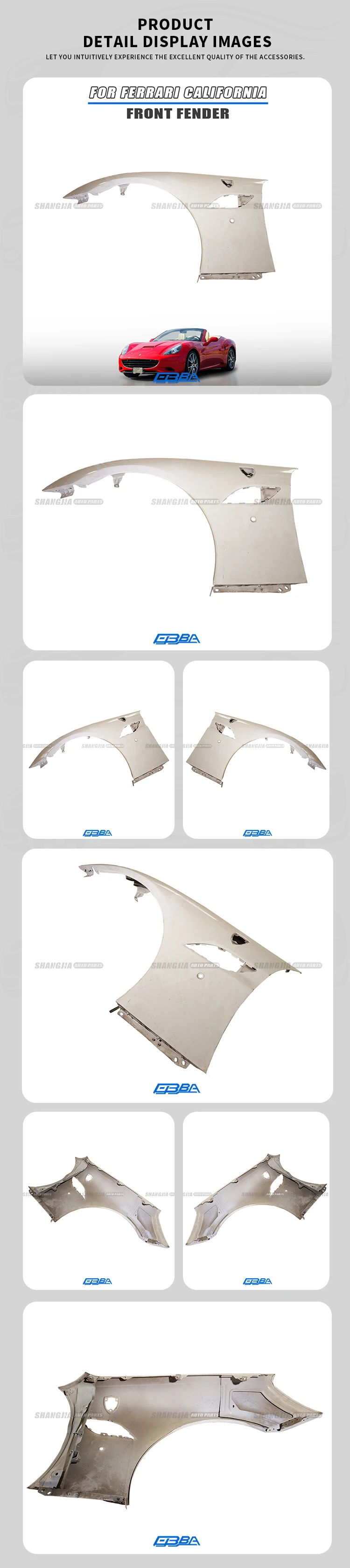 Hot Sale Plastic White Car Fender For Ferrari California 85036611 factory