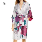 Hotel Custom Winter Luxury Bath Robes Femmes Floral Print Home Hotel Lounge Satin Honeymoon Robes For Women