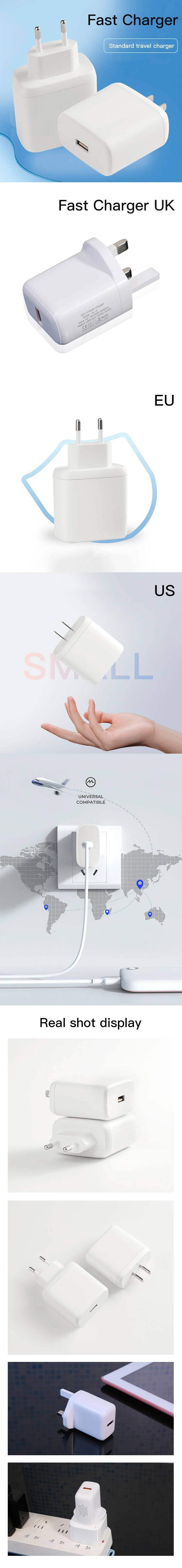 UUTEK 2025 New Products UK QC3.0 18W Fast Charger Usb Wall Charger with USB-A Port for Phone