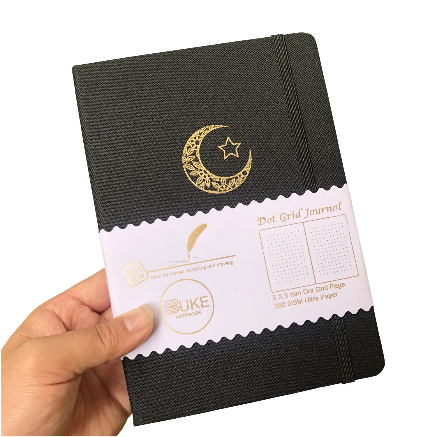 180GSM Bamboo Paper Dotted Notebook Dot Grid Journal 160pages 5X5mm Dots BLACK IDEAS