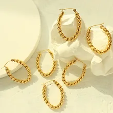 2022 Chunky Twist Croissant Huggie Earring Stud 18k Gold Plated Stainless Steel Hoop Earring Jewelry Sets For Women