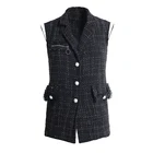 Jacket Women Autumn New Fashion Tweed Dress Jacket Outdoor Casual Sleeveless Women Suit