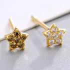Diamond Stud Earrings Colorful Brass Five-Pointed Little Star Diamond Stud Earrings For Girls Gift