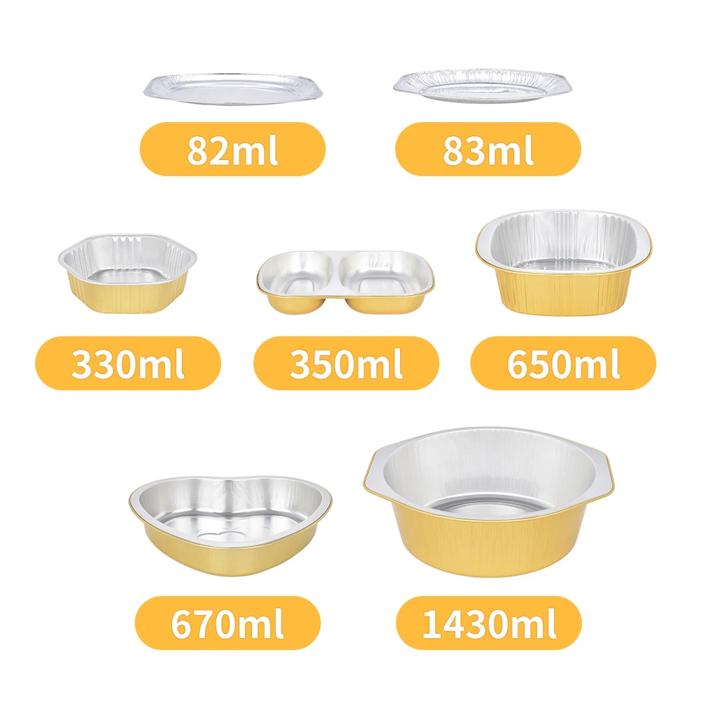 product best price factories food box disposable tray bake cup black gold eco friendly takeaway aluminum foil food packaging container-15