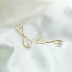 Shell Earrings Chril April In Stock 925 Sterling Silver Gold Plated Minimalist Knot Infinity Shell Pearl Earrings