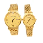 Watch Live Hot 24K Gold Couple Watch Does Not Fade Gold Watch Sand Gold Ultra-thin Couple Watch
