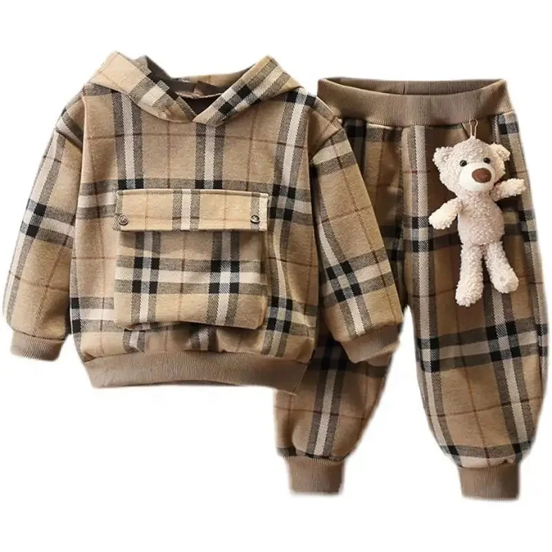 Boys' Autumn Suit 2024 New Children's Sweater Fashionable Kids Spring and Autumn Hoodie Clothes Wholesale