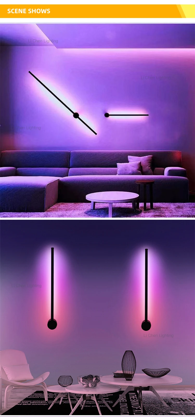 w0043 1 new product indoor decoration for living room corridor hotel metal bedroom led modern rgb wall lamp -2