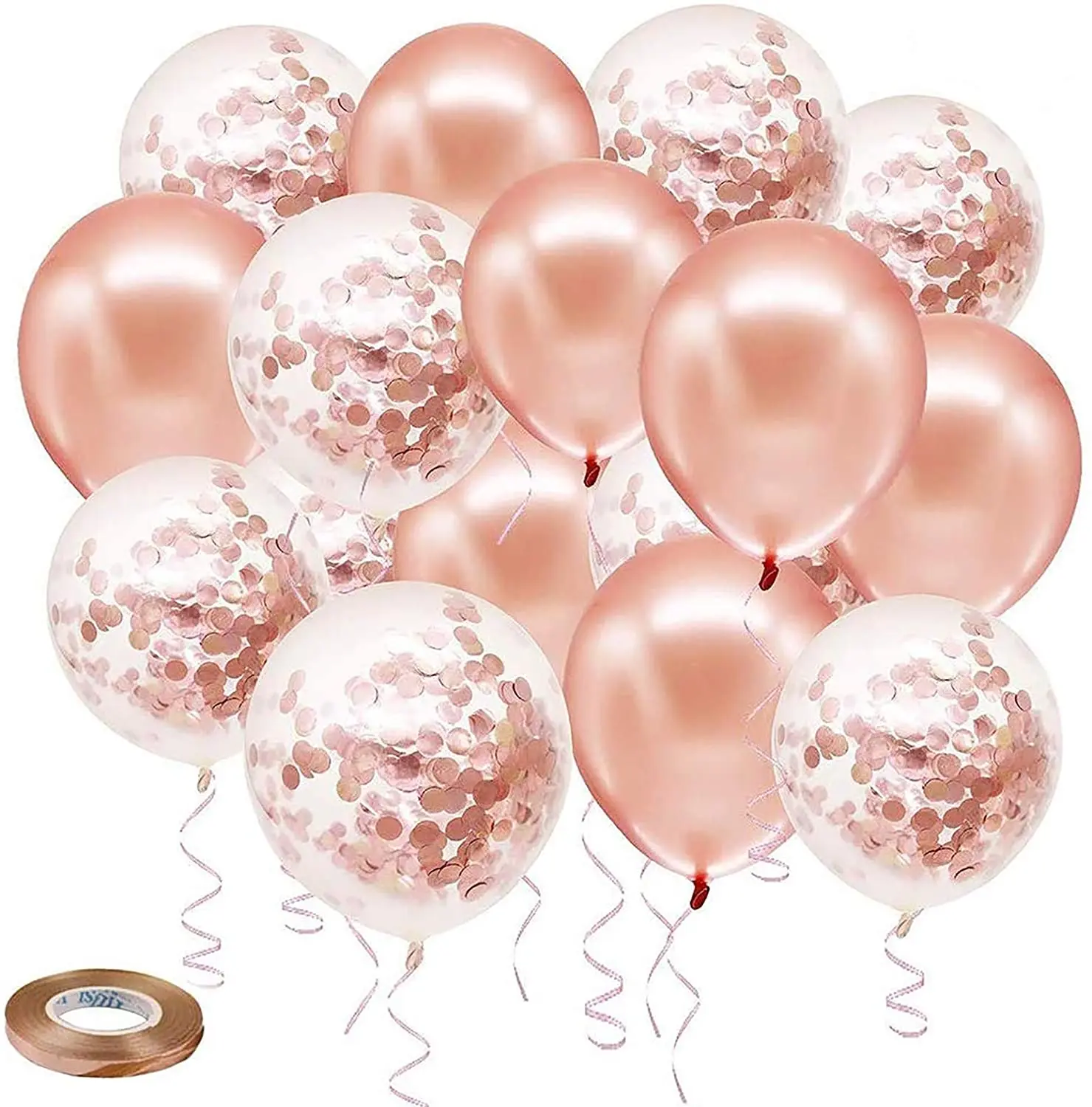 Rose Gold and Gold Happy Birthday Balloon Bouquet