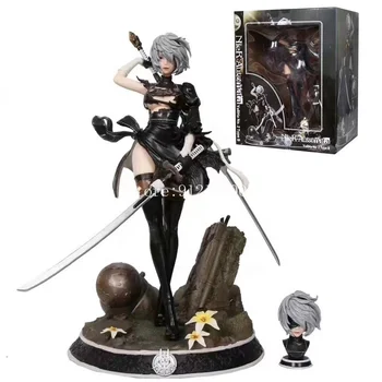 33CM NieR Automata Anime Figure HUNTER 2b YoRHa No.2 Type B Action Figure Two Head 2b YoRHa Figurine Adult Collection Model Doll