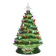 Nicro Christmas Festival Decoration Christmas Tree 15inches Retro Style Battery Glow Lights Creative Ceramic Christmas Tree