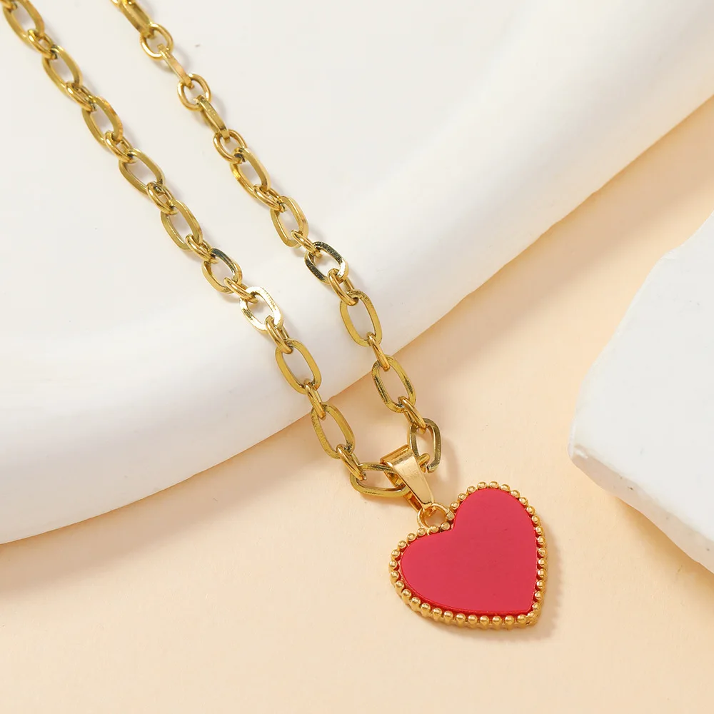 Classic Refined Elegant Women Drop Oil LOVE Love Pendant Necklace Handmade DIY Jewelry Accessories 1