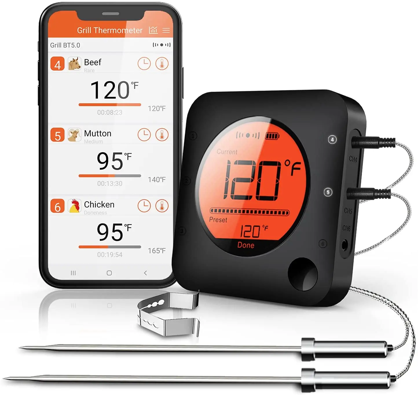 Roeispaan Retentie antwoord Meat Thermometer Bbq Smart Cooking Blue Tooth Thermometer With Max 6 Probe  For Smoker Grilling Pan,Range - Buy Meat Thermometer Blue Tooth,Bbq  Thermometer,Wireless Meat Thermometer Product on Alibaba.com