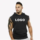 Tank Tops Custom LOGO Men's Hooded Tank Tops Workout Sleeveless Muscle Shirt Tank Tops For Gym Sports