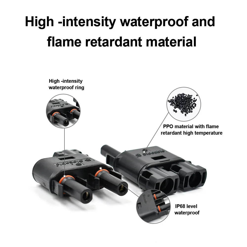 One In Three Waterproof IP68 Solar Panel Cable Connectors , Solar Connectors Photovoltaic Connectors 0